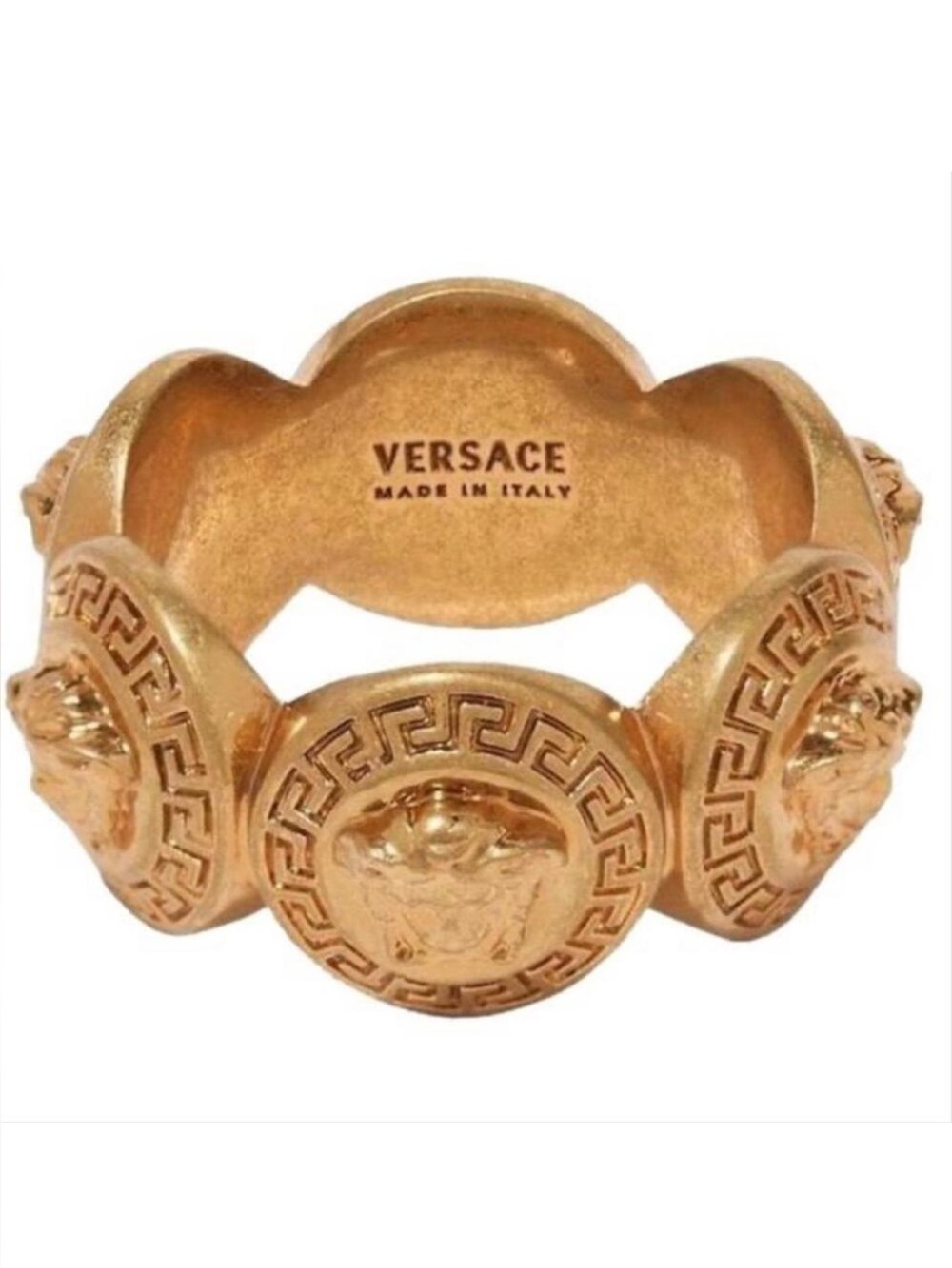 VERSACE Medusa coin gold tone ring 15